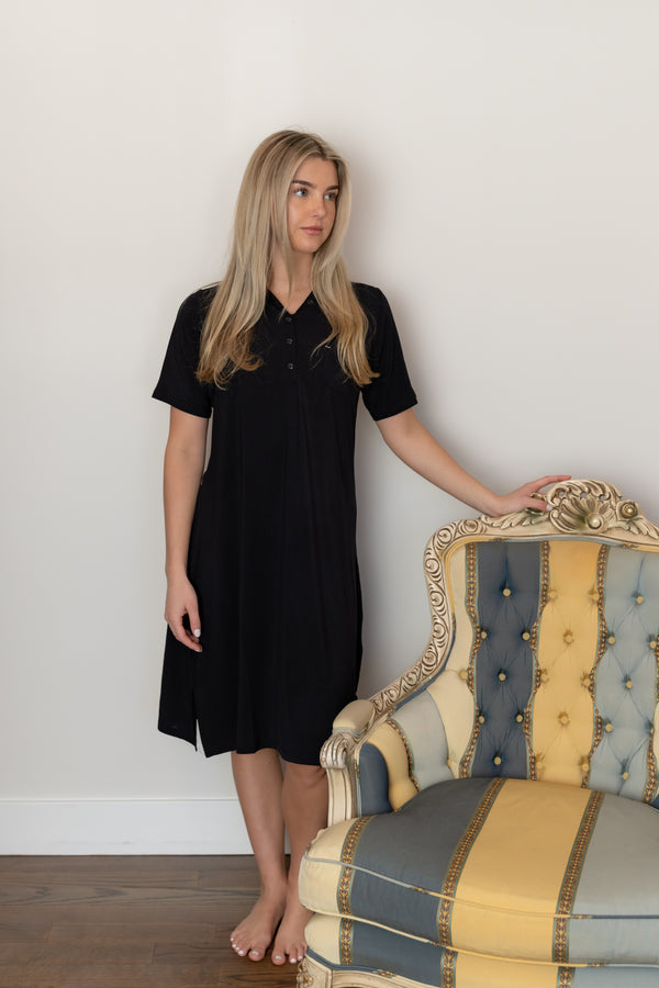 Short Sleeve Nightshirt Black